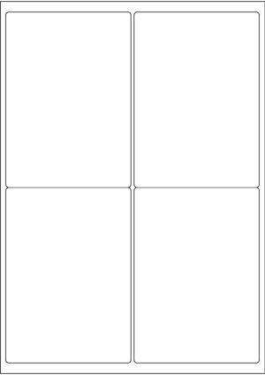 Labels 99.1mmx139mm-4 Rectangle @ Inkjet Laser Paper Permanent - White A4 (100 sheets) FULLY CENTRED
